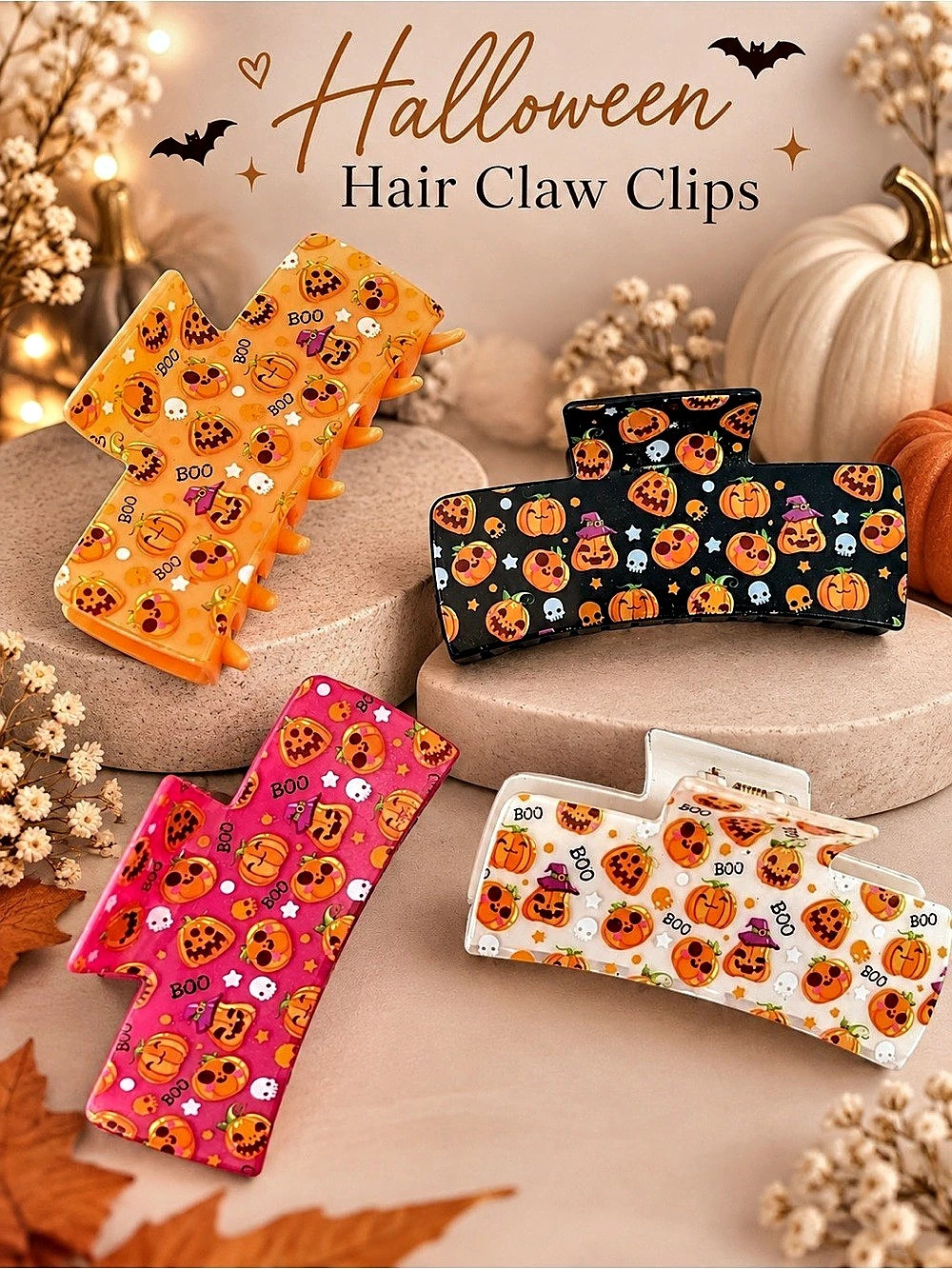 Halloween pumpkin Hair Claw Clips